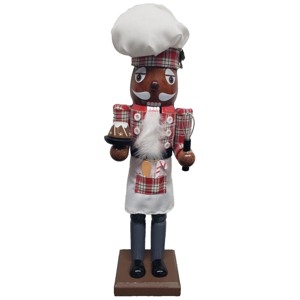 Wooden Christmas Nutcracker, 14", AFRICAN AMERICAN BAKER W/KITCHEN ITEMS 602, NP